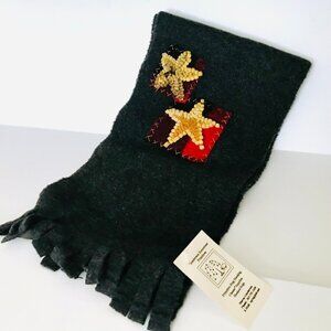 Handmade Winter Scarf Hooked Rug Embellished Wool Dark Gray Artisan Gunderson